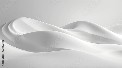 Abstract Hills or Mountain Range, Smooth Curved Shape on White Background