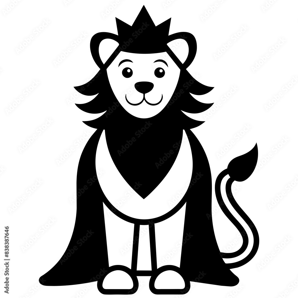 Lion wearing a crown silhouette vector illustration Lion wearing a crown silhouette vector illustration
