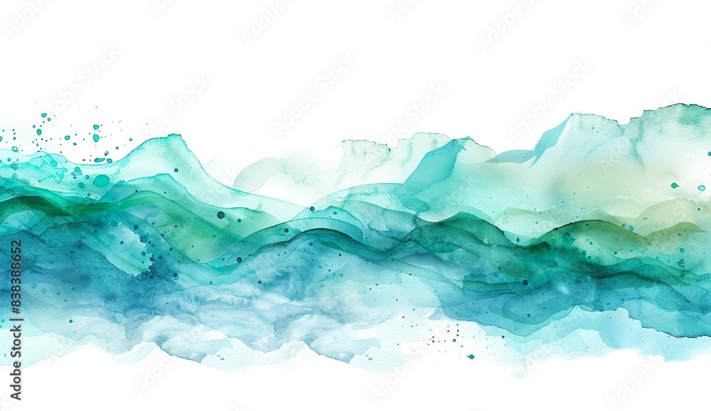 Blau grüne Wellen aus Wasserfarbe, Aquarell Blau grüne Wellen aus Wasserfarbe, Aquarell