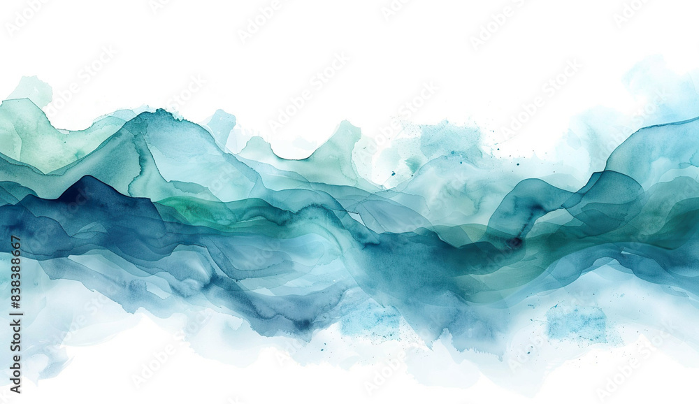 Blau grüne Wellen aus Wasserfarbe, Aquarell Blau grüne Wellen aus Wasserfarbe, Aquarell