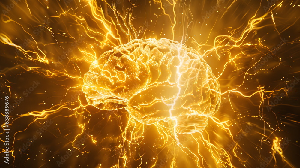 Obraz premium Electric Brain Synapse Activity Neural Network Intelligence Concept