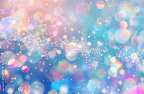 Blue Abstract bokeh lights with soft light background, rainbow colors