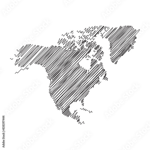 North America continent thread map line vector illustration