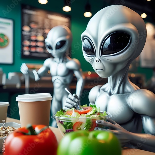 Alien  in einem Restaurant photo