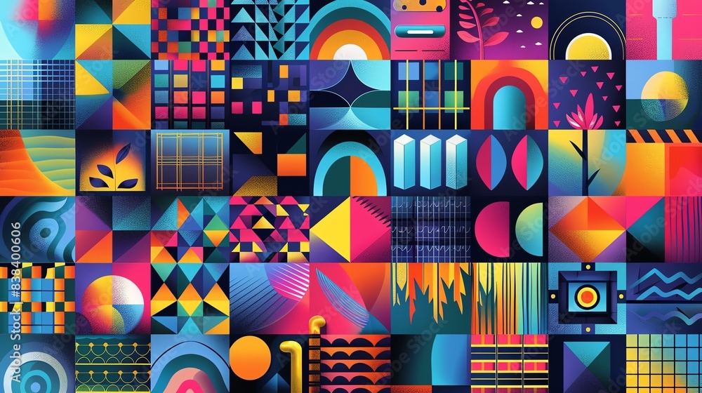 Abstract geometric patterns in vivid colors Abstract geometric patterns in vivid colors
