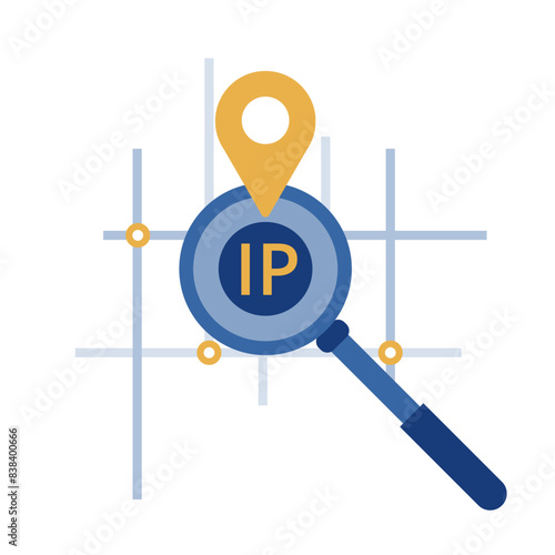 Ip address point locator, online privacy and anonymity. Vector illustration symbol element for web design and apps.