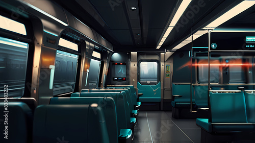 Background with a theme of interior view of train passenger seats