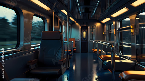 Background with a theme of interior view of train passenger seats