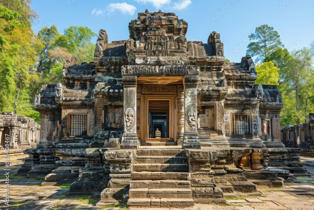 a group of stone structures with carvings on them, a group of stone structures with carvings on them, Ancient temples with intricate architectural details a group of stone structures with carvings on them, a group of stone structures with carvings on them, Ancient temples with intricate architectural details