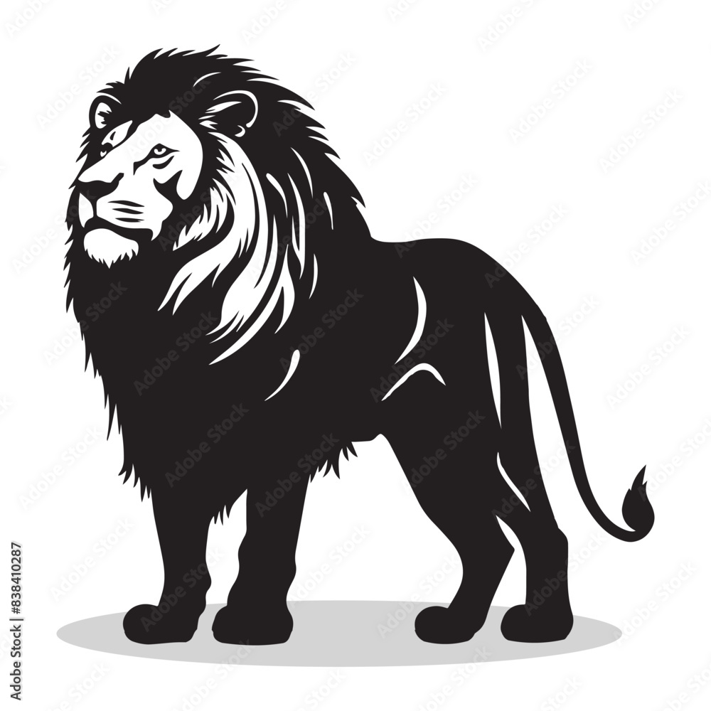 Obraz premium Lion silhouettes and icons. Black flat color simple elegant white background Brussels sprouts vegetable vector and illustration.