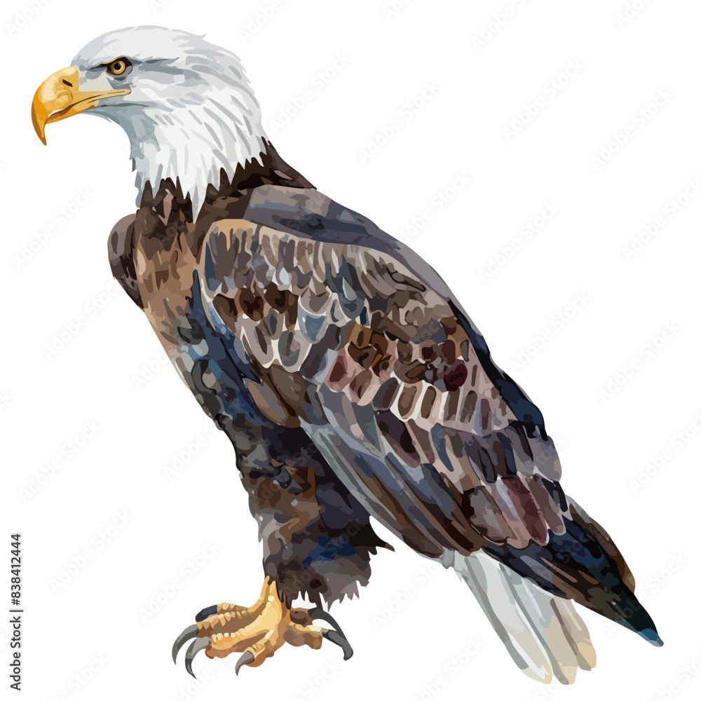 Watercolor painting vector of a Eagle, isolated on a white background ...