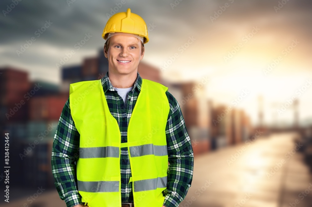 Portrait of a warehouse worker standing in distribution center Portrait of a warehouse worker standing in distribution center