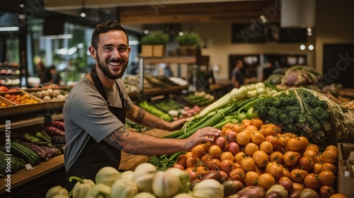 Farm-to-table business with fresh produce and happy customers 