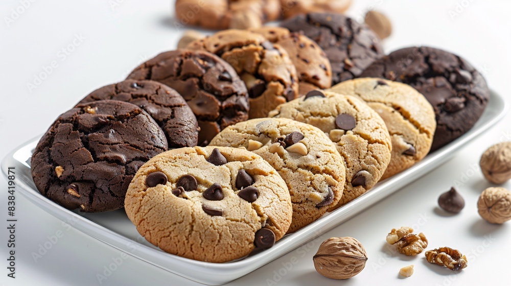 A Plate of Assorted Cookies with Chocolate Chips and Nuts