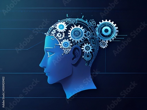 human head silhouette with gears