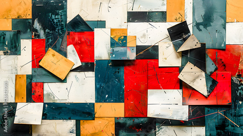 Abstract Contemporary Art A Vibrant and Dynamic Composition Featuring Bold Geometric Shapes and Rich Colors, Perfectly Capturing Modern Artistic Expression and Creativity for an Eye-Catching Visual