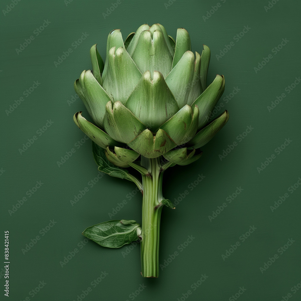 Fresh Artichoke Revealing Green Layered Leaves Fresh Artichoke Revealing Green Layered Leaves