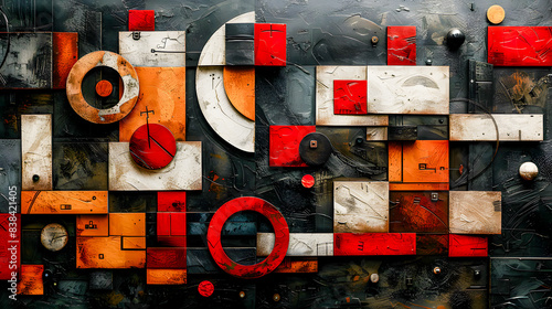 Abstract Contemporary Art A Vibrant and Dynamic Composition Featuring Bold Geometric Shapes and Rich Colors, Perfectly Capturing Modern Artistic Expression and Creativity for an Eye-Catching Visual