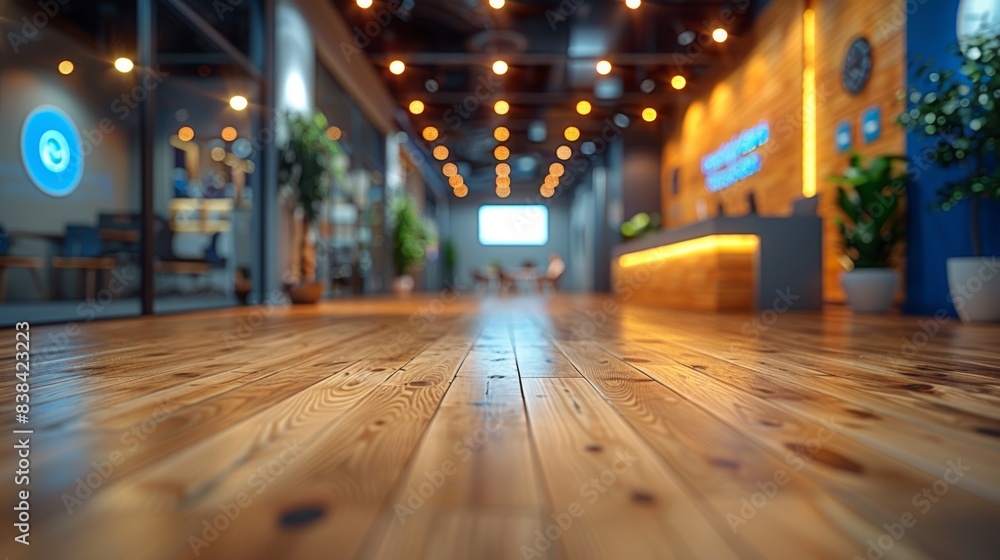 Modern Office Interior with Blurred Figures Generative AI