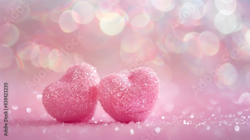 Romantic Pink Background Hearts Bokeh Lovers Valentine’s Day Celebration