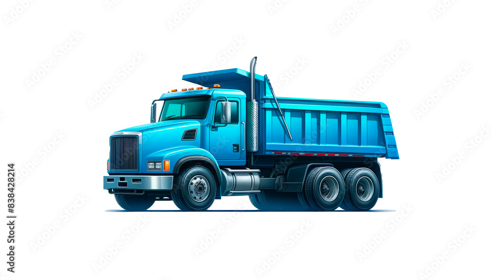 Realistic illustration of a heavy-duty blue dump truck isolated on a ...