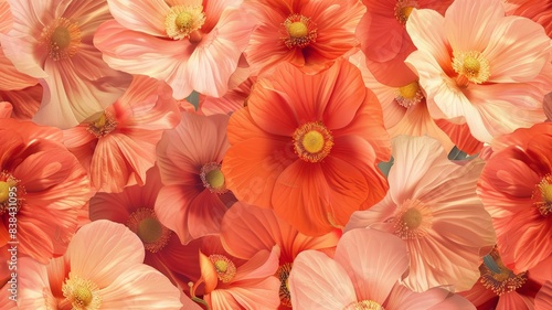 Wallpaper Mural A vibrant collection of pink and orange flowers in full bloom, creating a lively and colorful floral background. Torontodigital.ca