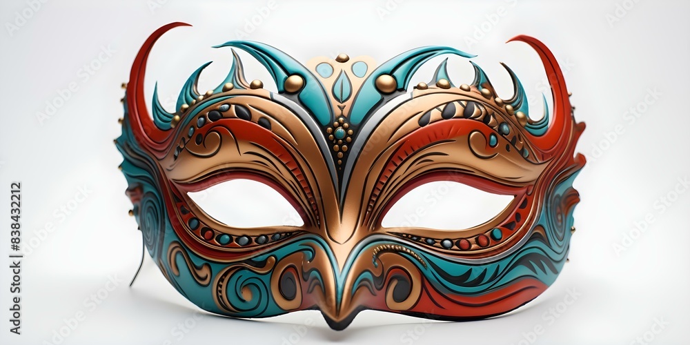 Obraz premium Carnival mask standing alone on a white background. Concept Masquerade, Carnival, Mask, White Background, Standing Alone