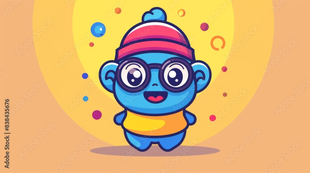 A cartoon character with glasses and a hat on, AI A cartoon character with glasses and a hat on, AI