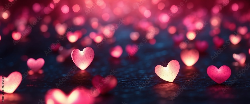 Abstract background made of luminous heart shaped figures Valentine's day concept. Abstract background made of luminous heart shaped figures Valentine's day concept.