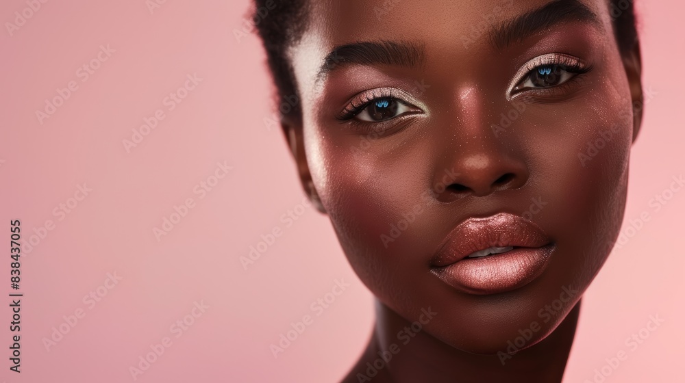 Close-Up Portrait of a Woman with Delicate Makeup in Soft Pastel Tones for Beauty Campaigns Close-Up Portrait of a Woman with Delicate Makeup in Soft Pastel Tones for Beauty Campaigns