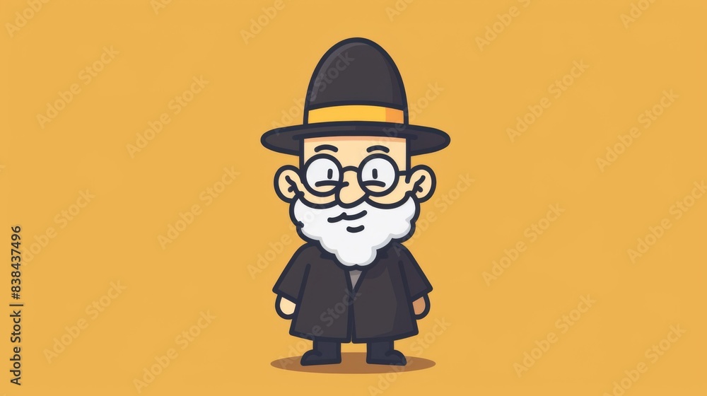 A cartoon image of a rabbi with glasses and beard, AI A cartoon image of a rabbi with glasses and beard, AI
