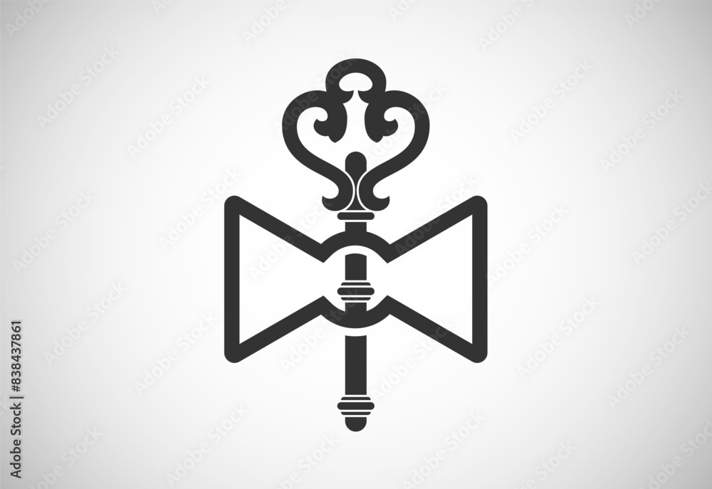 Bow and key logo sign symbol vector illustration Bow and key logo sign symbol vector illustration