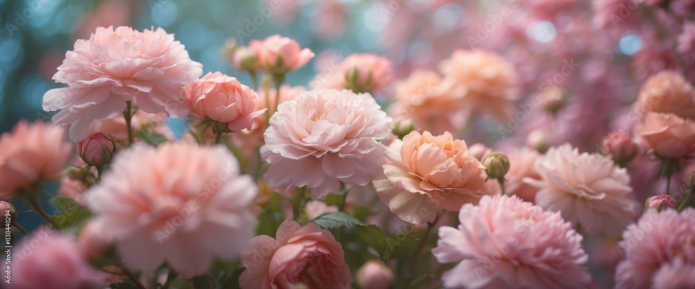Fototapeta premium Beautiful floral composition with flowers in pastel colors.