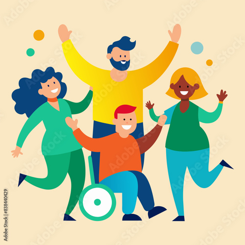 Happy lifestyle of disabled people concept illustration