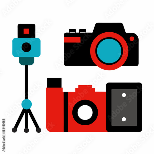 Professional photo equipment isolated on white background