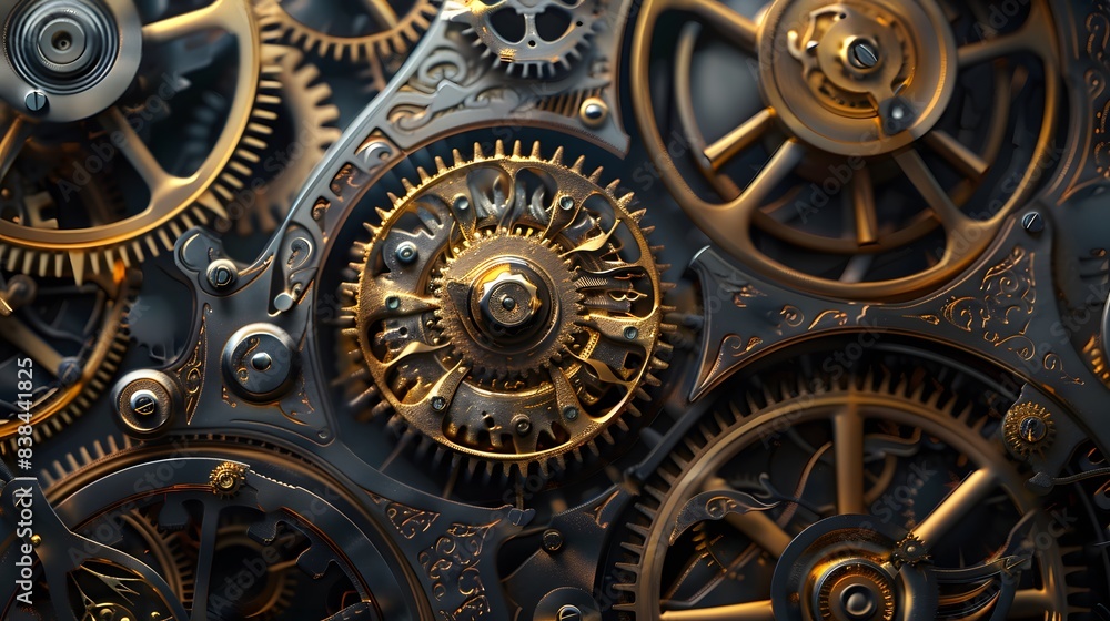 Fototapeta premium A close up of a large, old fashioned clock with many gears