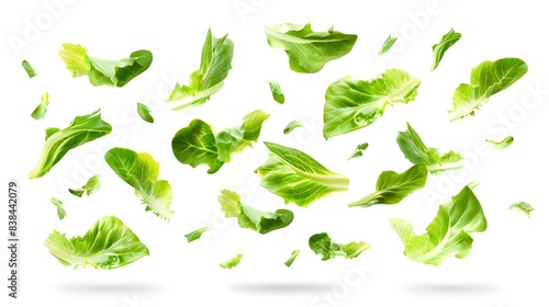 Lettuce falls down from above in the advertisement image.