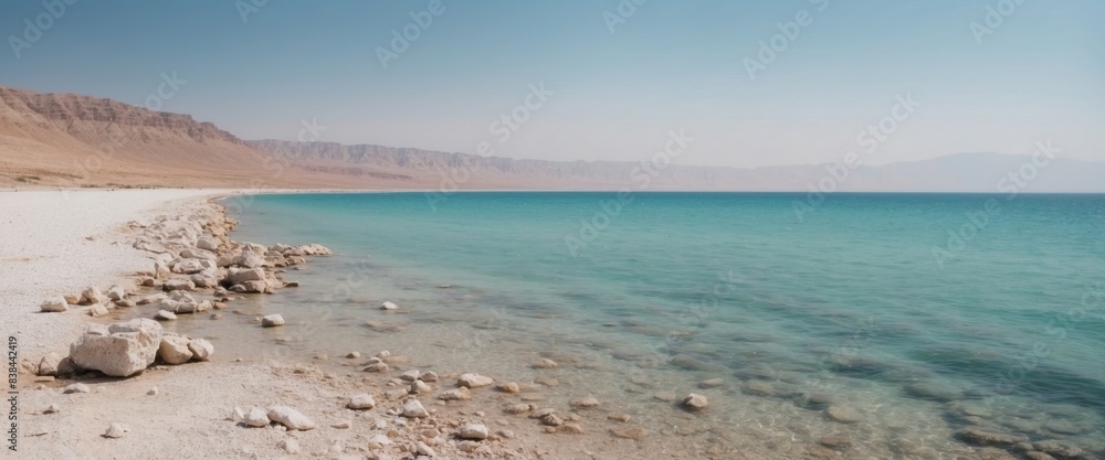 Beautiful view of salty Dead Sea shore with clear water Israel. Beautiful view of salty Dead Sea shore with clear water Israel.