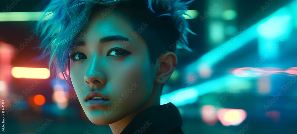 Southeast Asian Nonbinary Individual in Retro Futuristic Neon Lights: Best-Selling AI-Generated Adobe Stock Image of a Visionary and Colorful Sci-Fi World, Inspirational, Cutting-Edge Dreamy Aesthetic Southeast Asian Nonbinary Individual in Retro Futuristic Neon Lights: Best-Selling AI-Generated Adobe Stock Image of a Visionary and Colorful Sci-Fi World, Inspirational, Cutting-Edge Dreamy Aesthetic