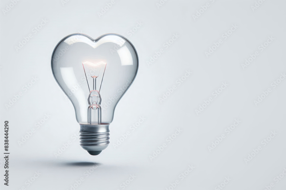 An electric lamp in the shape of a heart. Space for text. An electric lamp in the shape of a heart. Space for text.