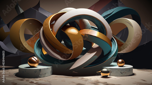 Surreal Abstract Sculpture in Desolate Landscape