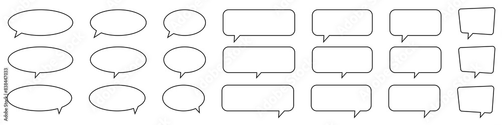 Speech bubble, speech balloon, chat bubble line art icon for apps and websites. Speech bubble, speech balloon, chat bubble line art icon for apps and websites.
