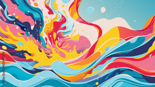 Colorful Abstract Artwork with Dynamic Waves and Swirls