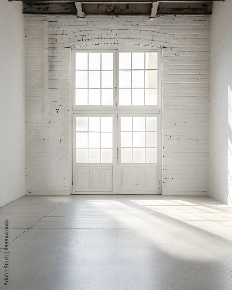 Empty white room with lights and shadows of window mock up Empty white room with lights and shadows of window mock up