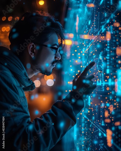 Person presenting and evaluating data chart  Illustration created with generative ai