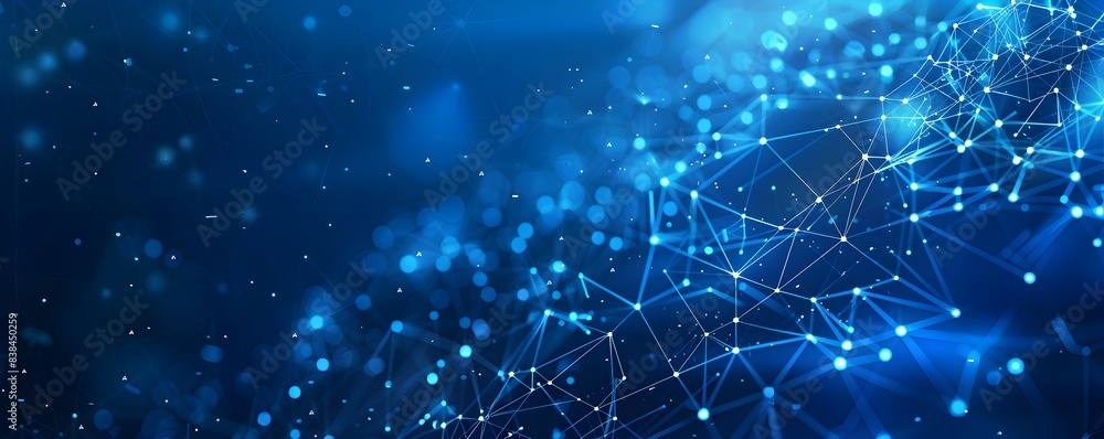 Abstract blue background with glowing lines and dots forming an interconnected network pattern, symbolizing global connectivity in digital technology or data transfer concept
Abstract blue background with glowing lines and dots forming an interconnected network pattern, symbolizing global connectivity in digital technology or data transfer concept