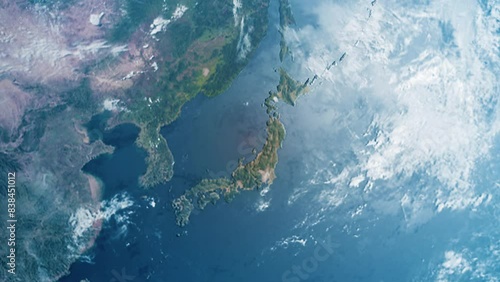 宇宙から地球の日本へズーム