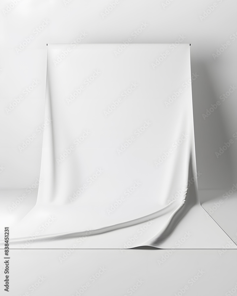 White folding fabric in photo studio mock up