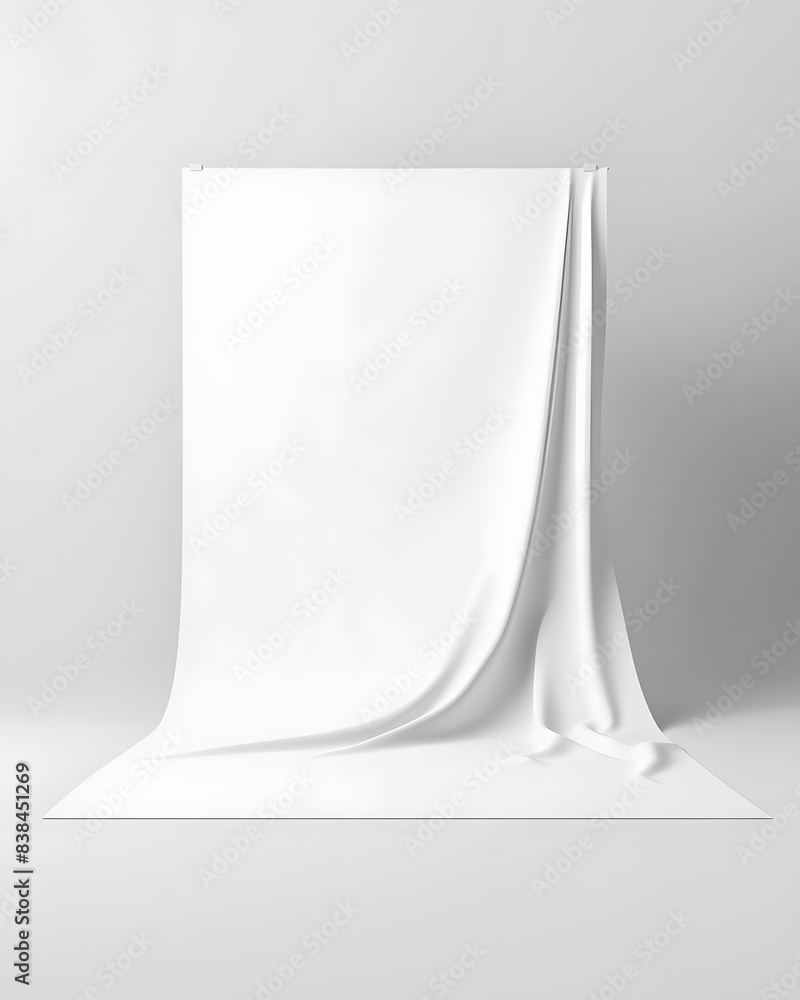 White folding fabric in photo studio mock up White folding fabric in photo studio mock up