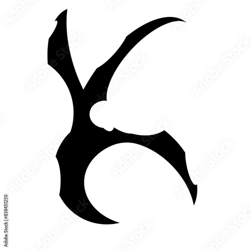 Simple cyber sigilism, neo tribal, gothic letter K